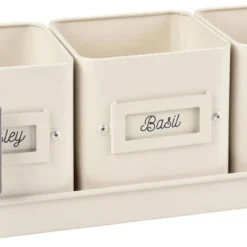 Burgon & Ball Kruidenpotjes Op Tray Crème 41 X 12 X 13,5 Cm