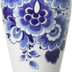 Heinen Delfts Blauw Vaas Slank Bloem Blauw D 8 H 20,5 Cm