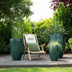 TS Bloempot Thom Donkergroen D 44 H 69 Cm -Groen Blik Verkoop 8711355856977 2