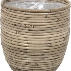 Van Der Leeden Plantenmand Streep Naturel D 20 H 19 Cm