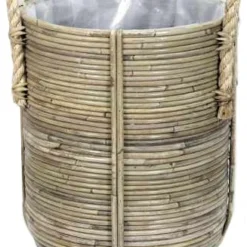 Van Der Leeden Plantenmand Streep Grijs D 35 H 40 Cm