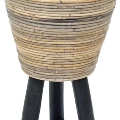 Van Der Leeden Bloempot Op Poten Drypot Grijs D 27 H 42 Cm