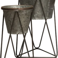 Intratuin Bloempot Op Voet Grijs D 22 H 41 Cm -Groen Blik Verkoop 8717263993032 2