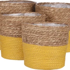 Mica Decorations Plantenmand Rachel Geel D 23 H 23 Cm -Groen Blik Verkoop 8718861856422 2