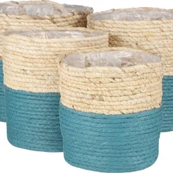 Mica Decorations Plantenmand Rachel Blauw D 21 H 21 Cm -Groen Blik Verkoop 8718861936124 2