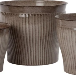 Intratuin Bloempot Streep Beige / Bruin D 20 H 17 Cm -Groen Blik Verkoop 8720196345816 1